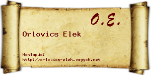 Orlovics Elek névjegykártya